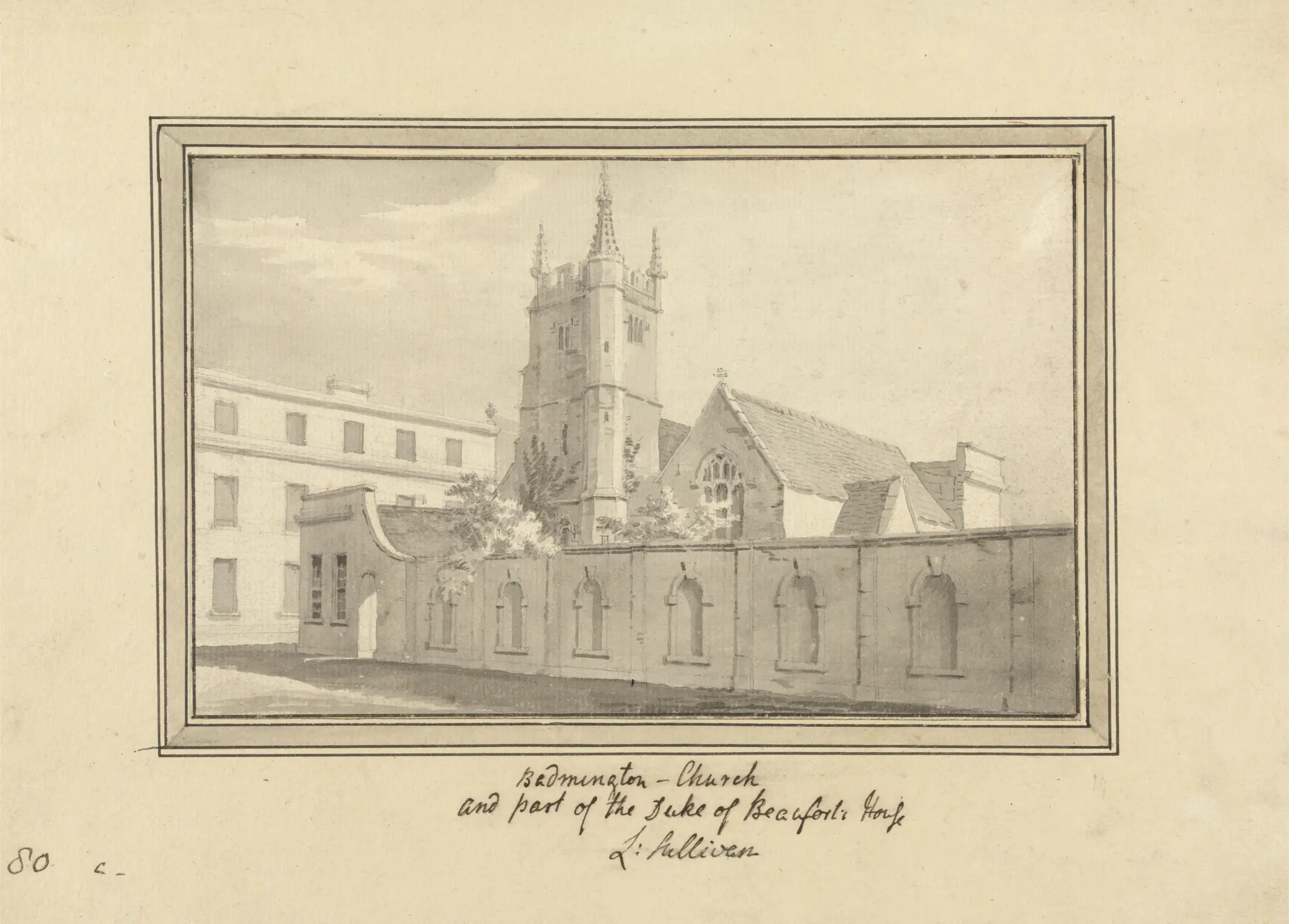 Badminton Church and Part of the Duke of Beaufort's House by Luke Sullivan, 1705–1771