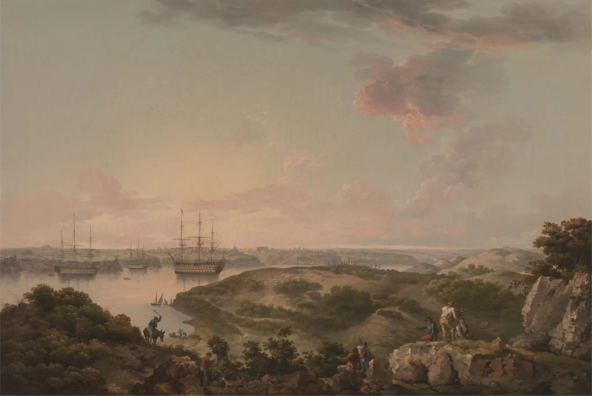 Port Mahon, Minorca with British Men-of-War at Anchor by John Thomas Serres, 1759–1825