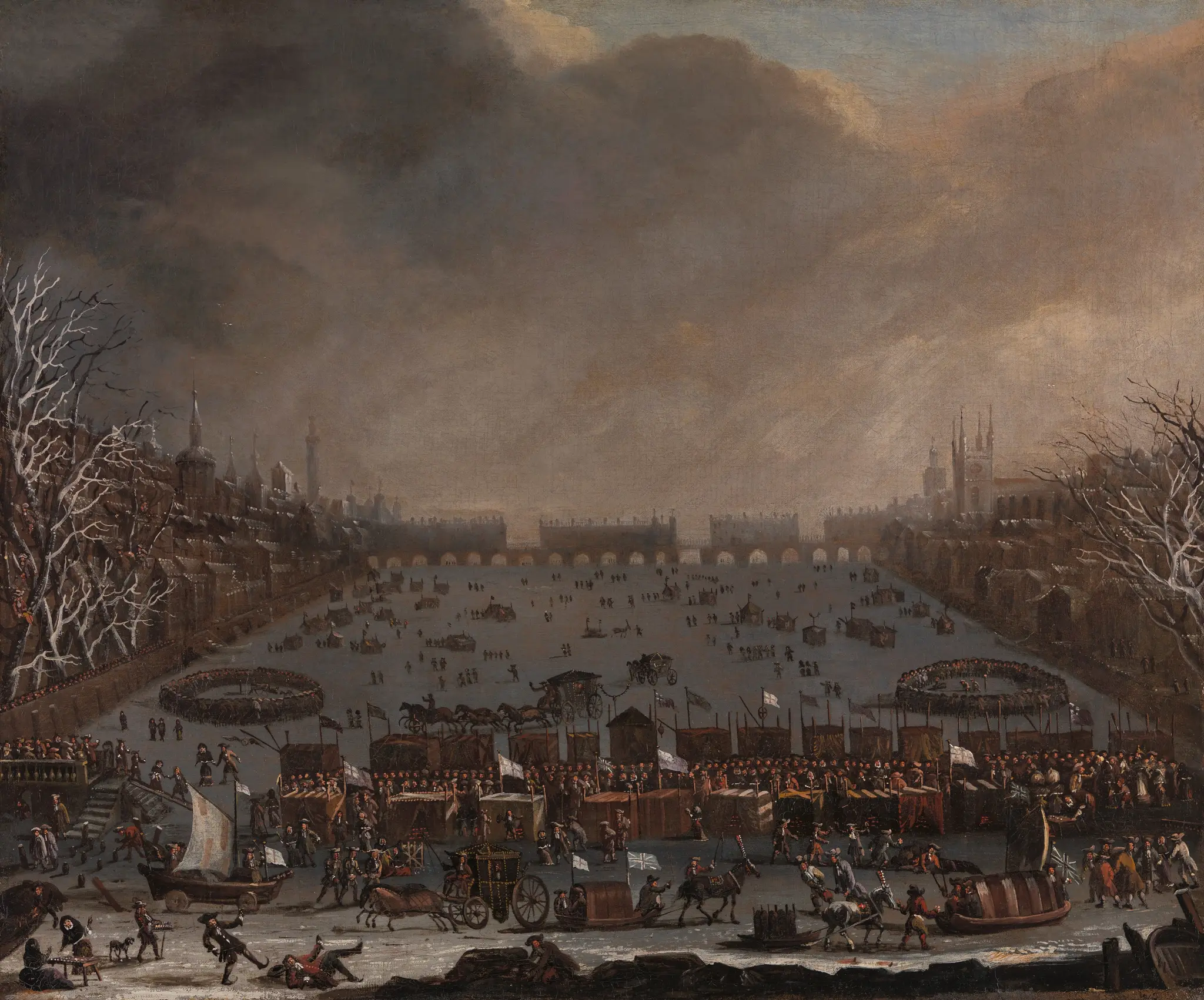 Frost Fair on the Thames, with Old London Bridge in the distance by unknown artist