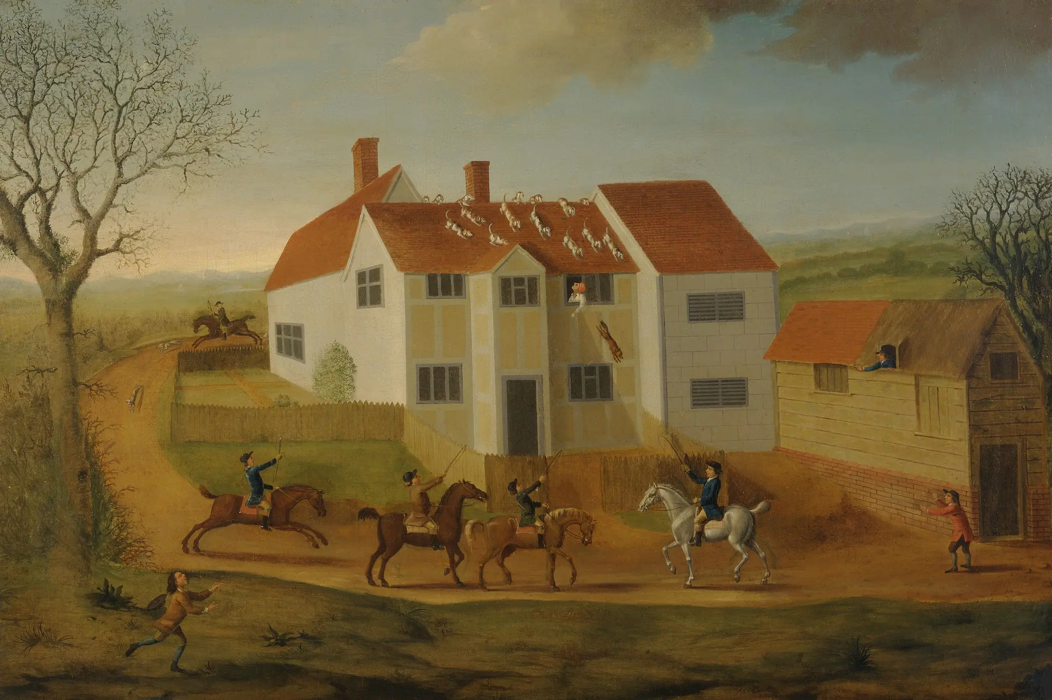 John Sidey and his Hounds at a Farmhouse near Hadleigh, Suffolk by James Dunthorne, 1730–1815