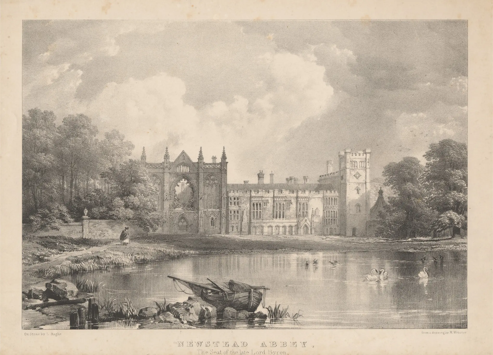 Newstead Abbey, The Seat of the Late Lord Byron by Louis Haghe, 1806–1885