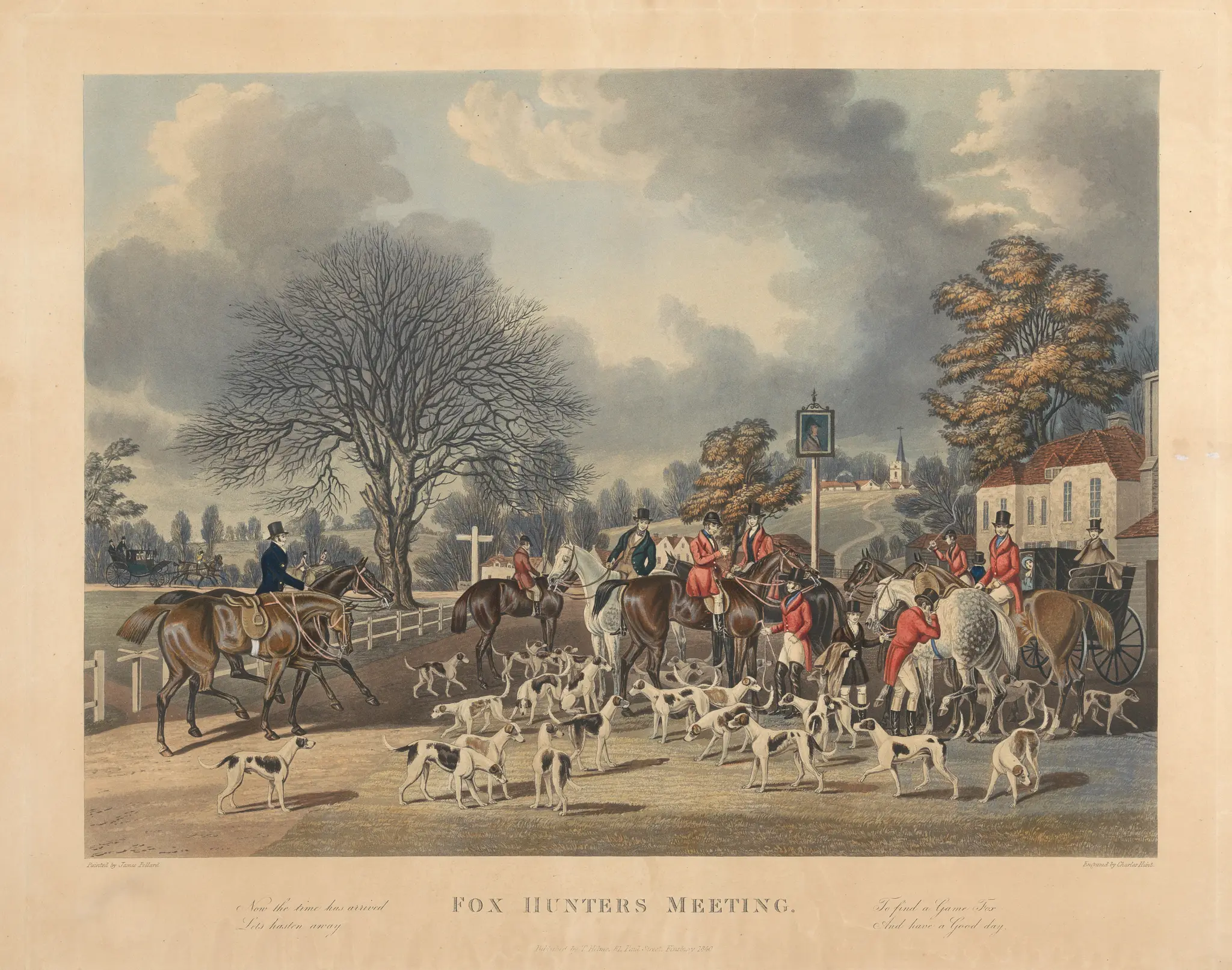 Fox-Hunting [set of four]: 1.Fox Hunters Meeting by Charles Hunt, 1803–1877