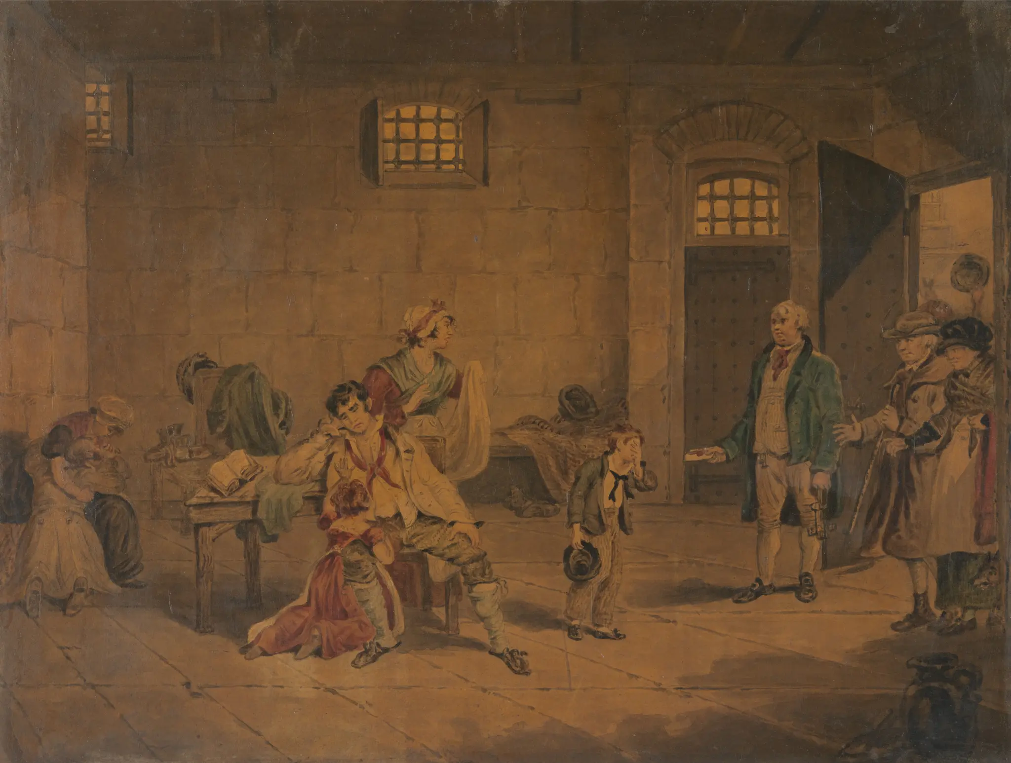 "The Poacher's Progress:" Poachers in Prison (The Pardon) by C. Blake, active 1825–1826