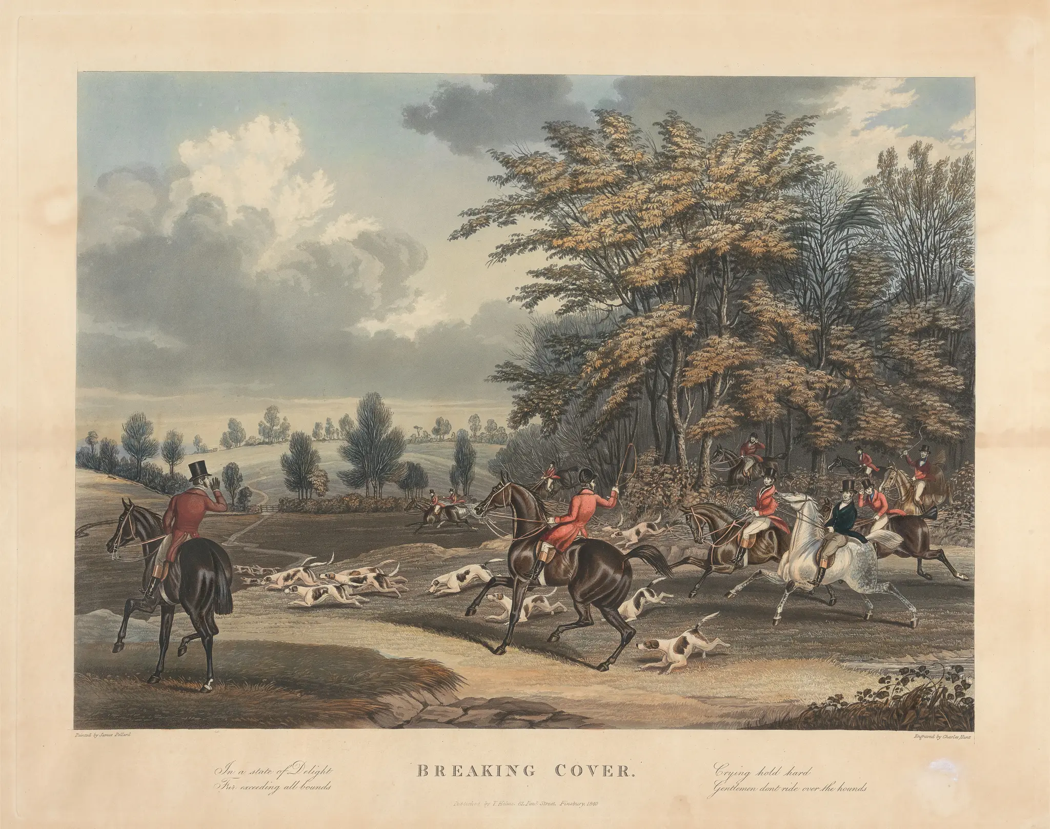 Fox-Hunting [set of four]: 3. Breaking Cover by Charles Hunt, 1803–1877