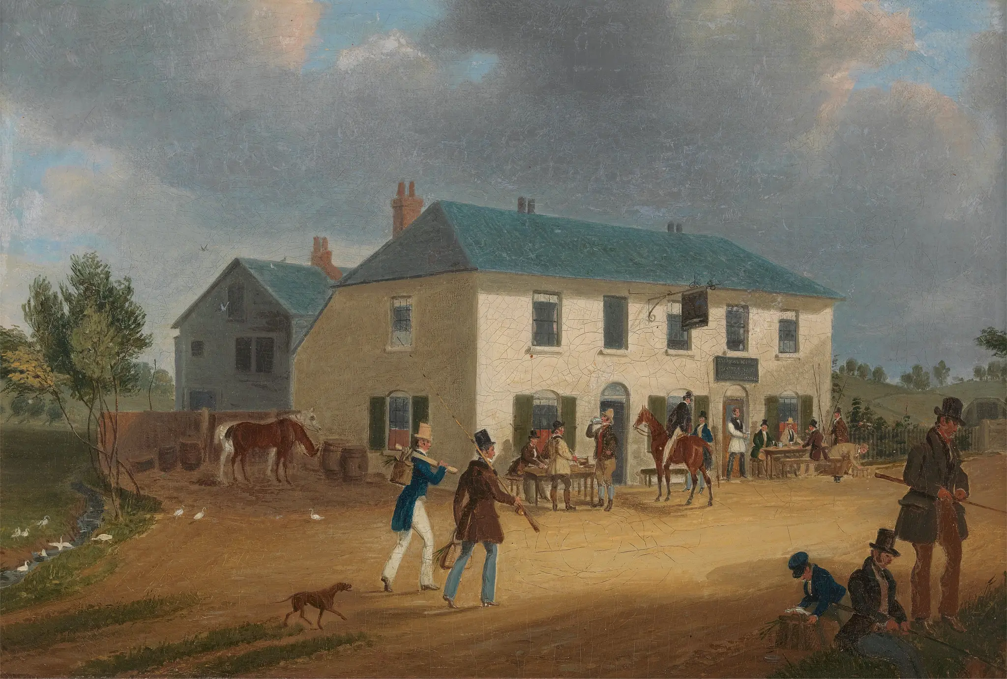Outside the Pike and Anchor Inn at Ponders End, Middlesex by James Pollard, 1792–1867