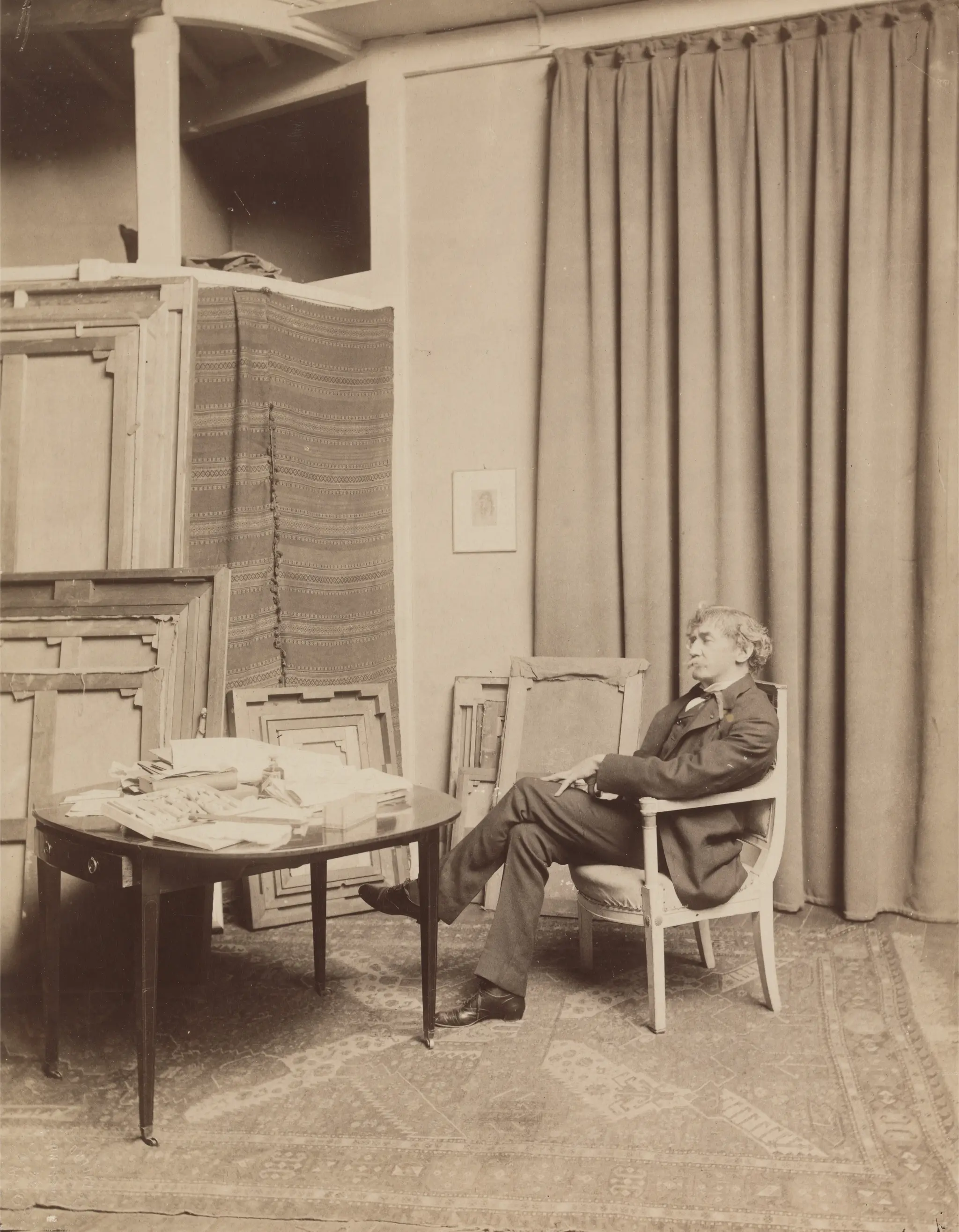 Whistler Seated in a Chair in His Paris (rue Notre-Dame-des-Champs) Studio by Paul François Arnold Cardon, called "Dornac", 1859–1941