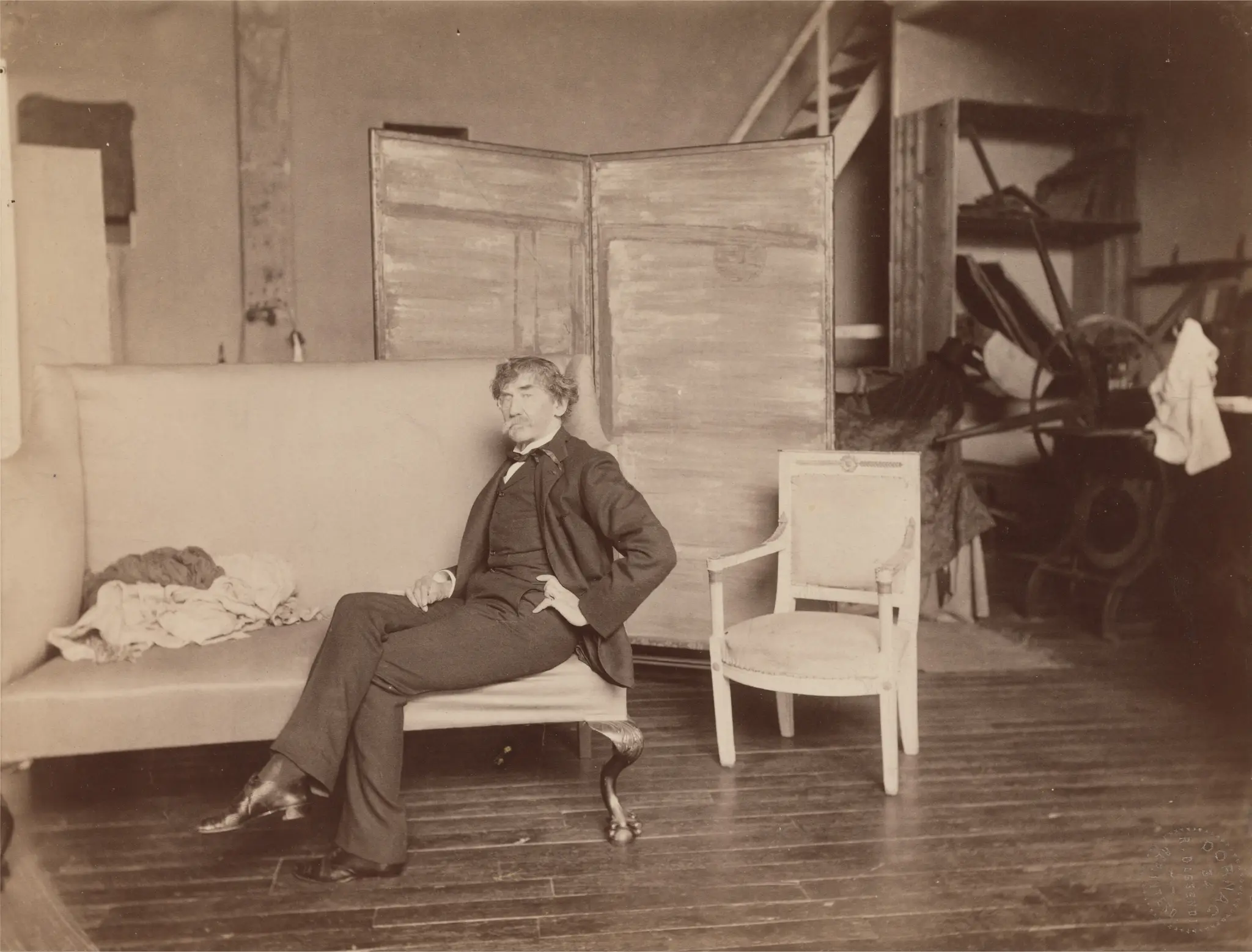 Whistler in his studio on the rue Notre-Dame-des-Champs, Paris by Paul François Arnold Cardon, called "Dornac", 1859–1941