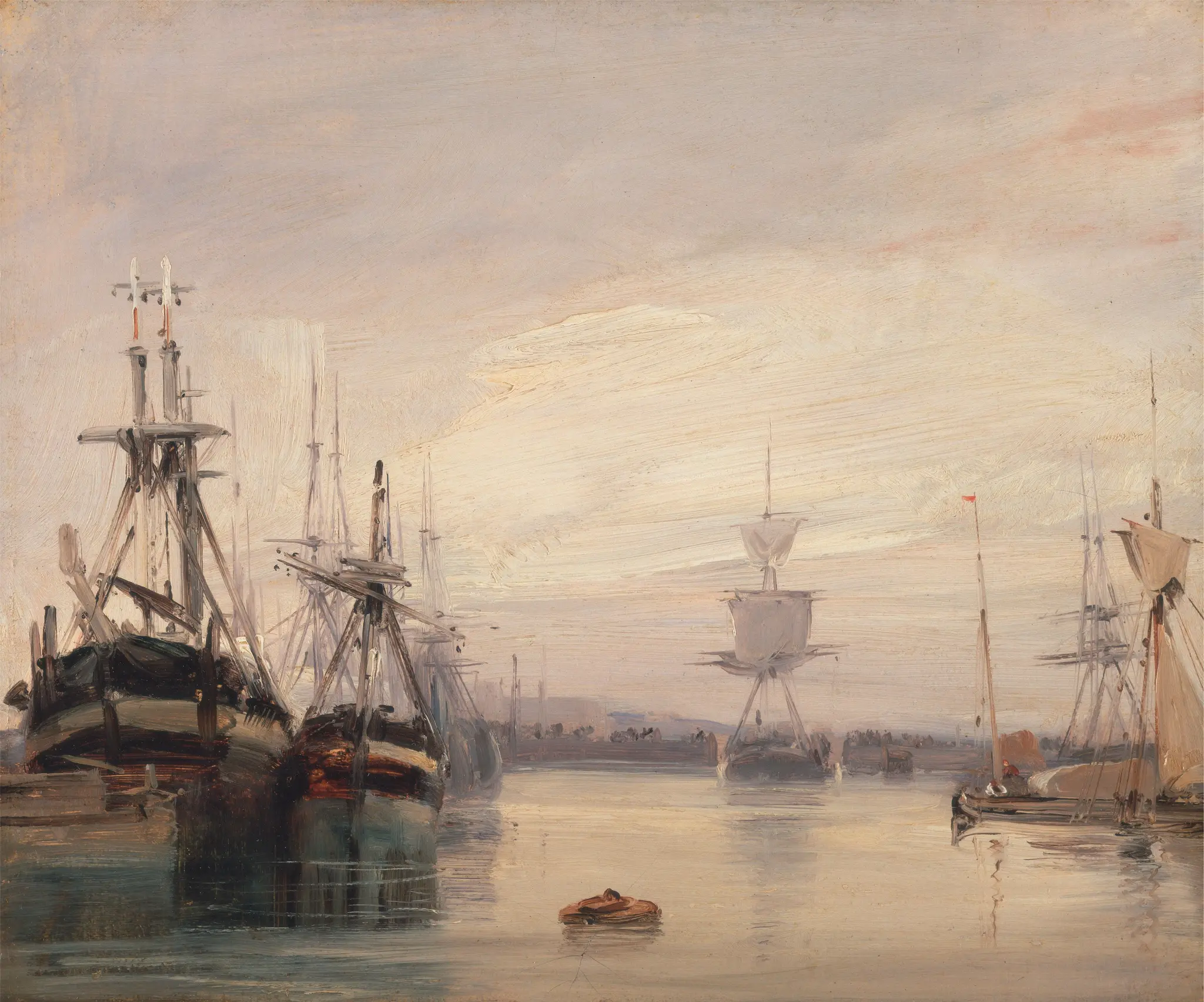 French harbor scene by unknown artist