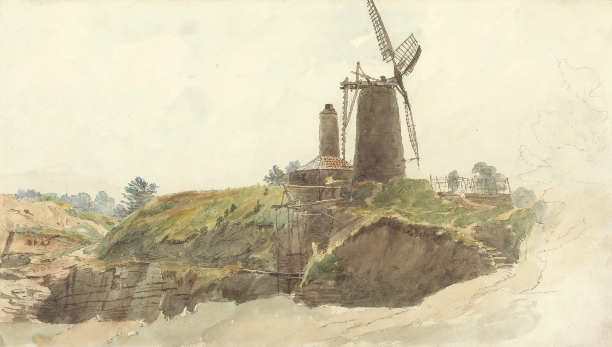 Landscape with Windmill by Thomas Creswick, 1811–1869