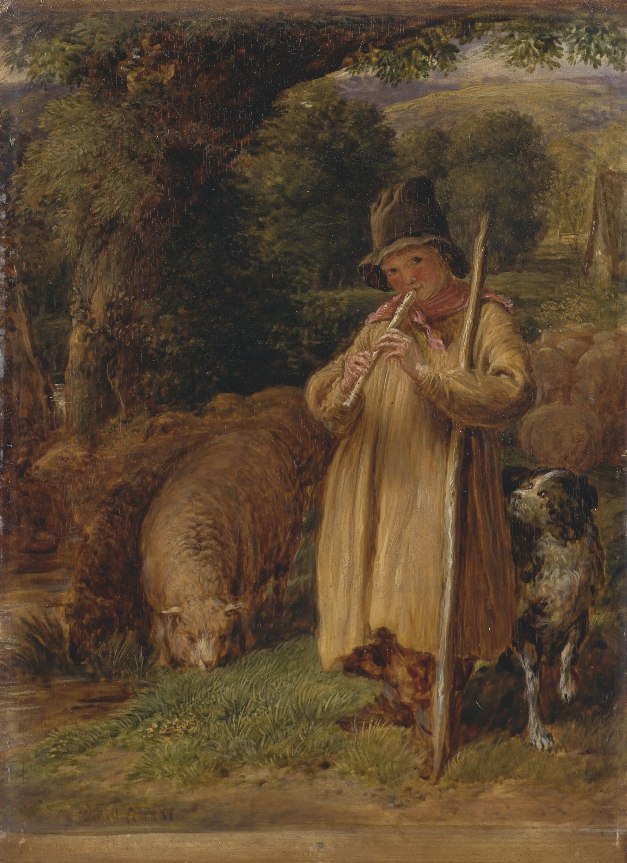 Shepherd Boy Playing a Flute by John Linnell, 1792–1882