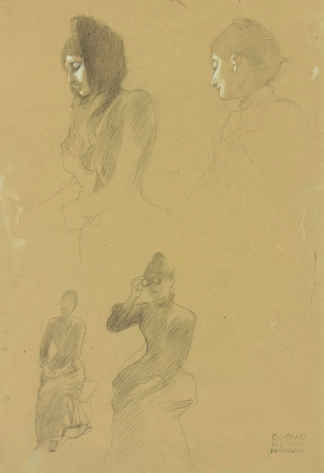 Four Portrait Studies of Women by Artist: Gustav Klimt