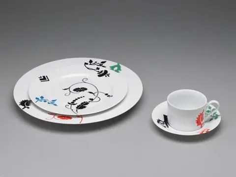 Four-Piece Place Setting, "Renaissance" Pattern by Designer: Ettore Sottsass