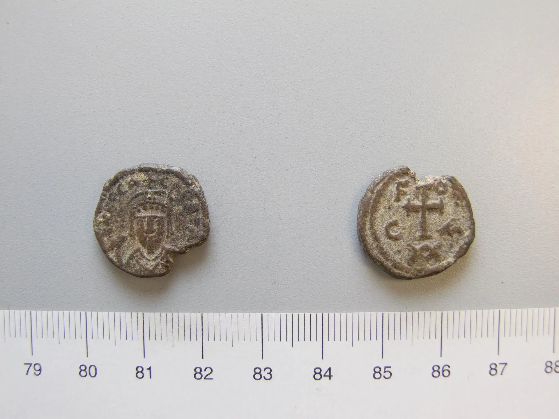 Decanummium of Phocas, Byzantine Emperor from Carthage by Artist: Unknown//Mint: Carthage (Zeugitana)//Ruler: Phocas, Byzantine Emperor, 547–610, ruled 602–610