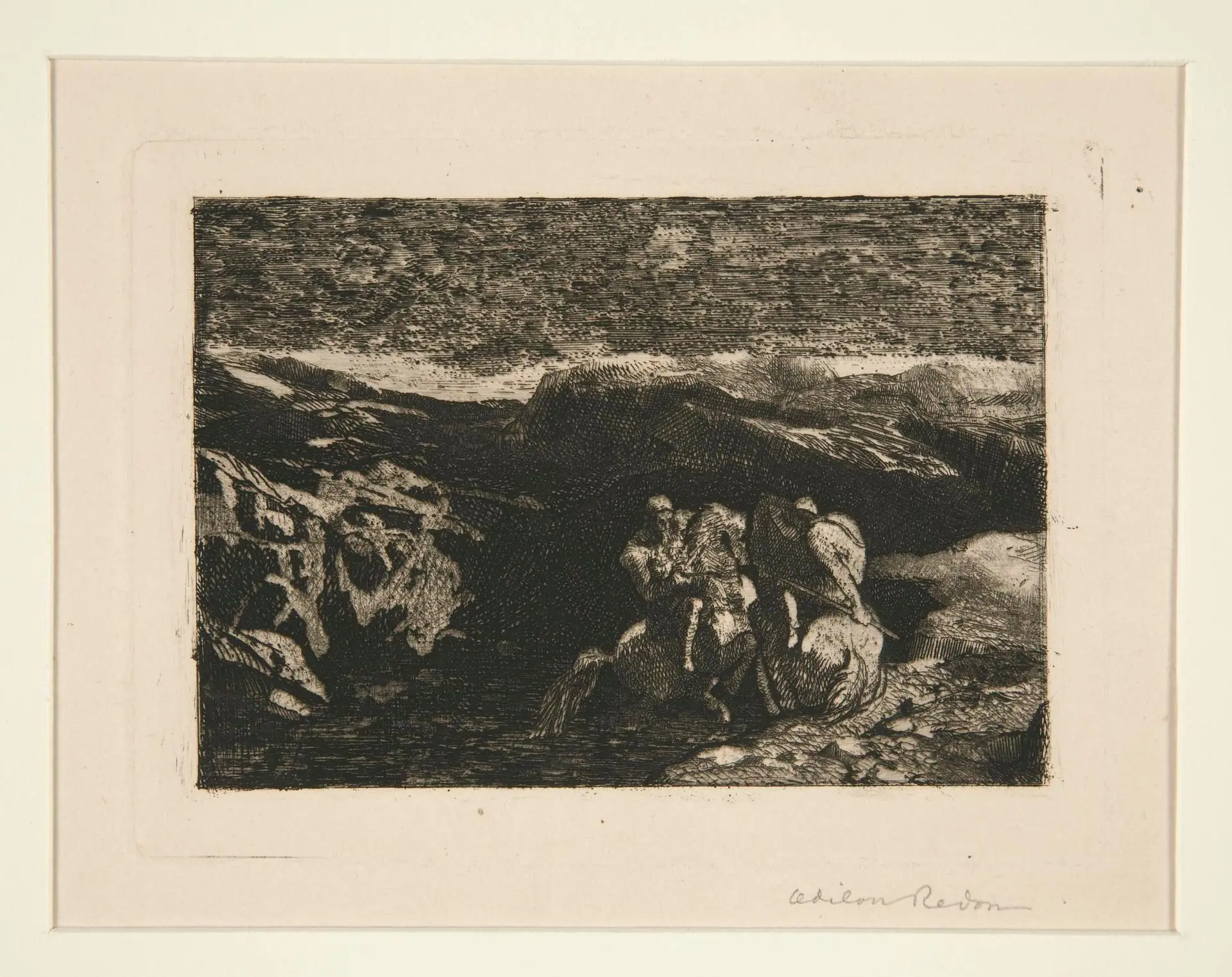Lutte de cavaliers (Horsemen in Combat) by Artist: Odilon Redon