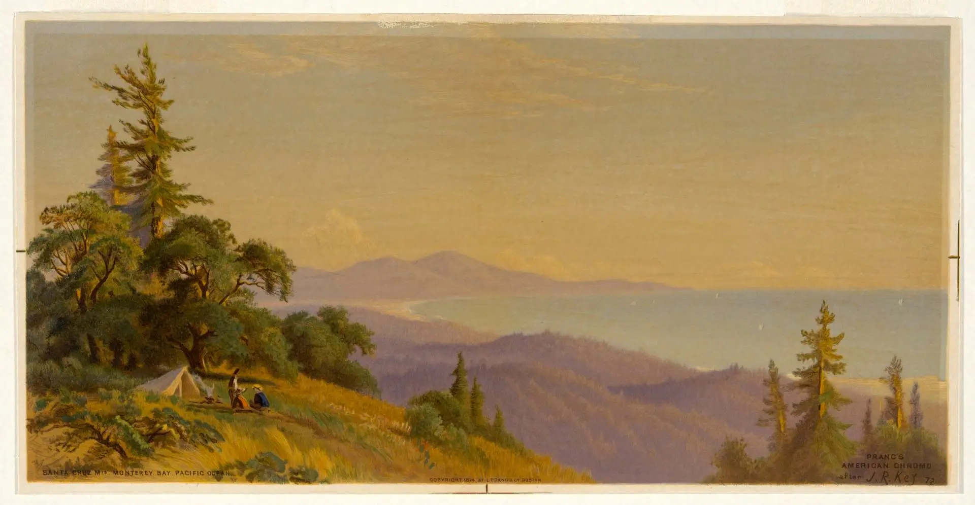 Santa Cruz Mts. Monterey Bay. Pacific Ocean by Publisher: L. Prang & Co., after John R. Key 1824-1909