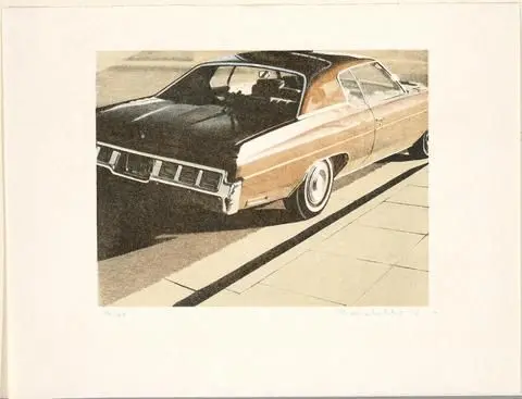 Four Chevies (car on street) by Artist: Robert Bechtle
