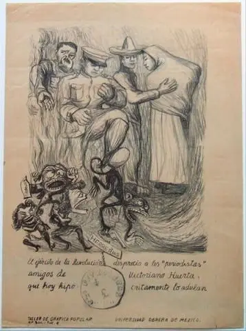 El ejército de la Revolución desprecia a los "periodistas" amigos de Victoriano Huerta, que hoy hipócritamente lo adulan (The Army of the Revolution Despises the "Journalists," Friends of Victoriano Huerta, Who Flatter Him Today) by Artist: Alfredo Zalce