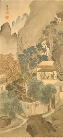 Scholar's Mountain Retreat in Autumn by Artist, attributed to: Yosa Buson