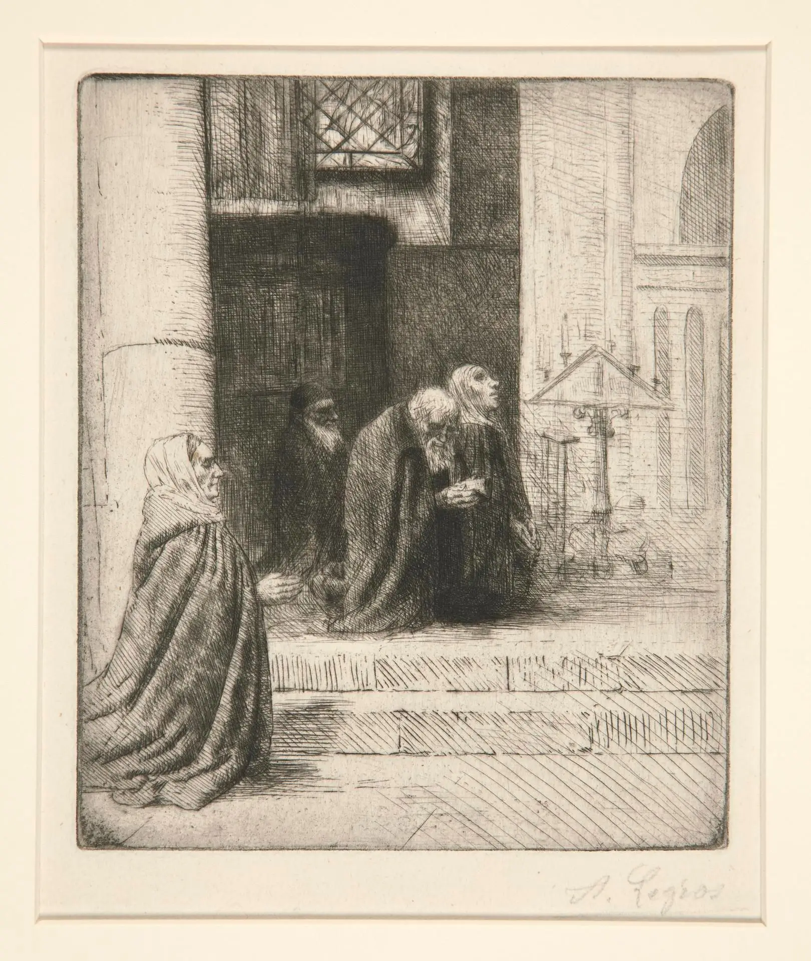 Church Interior (Interior d'eglise) by Artist: Alphonse Legros