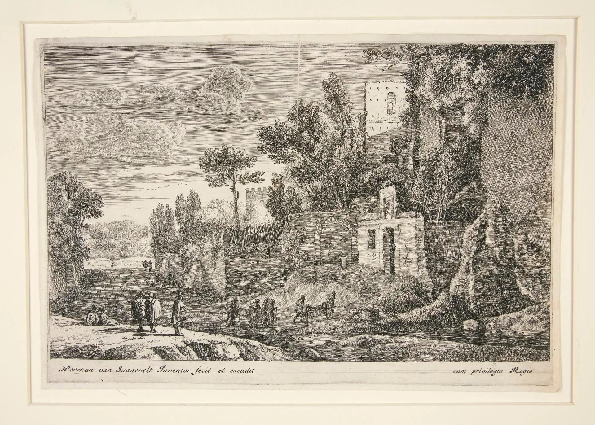 Landscape with a Hospital, from the series Twelve Landscapes by Artist: Herman van Swanevelt