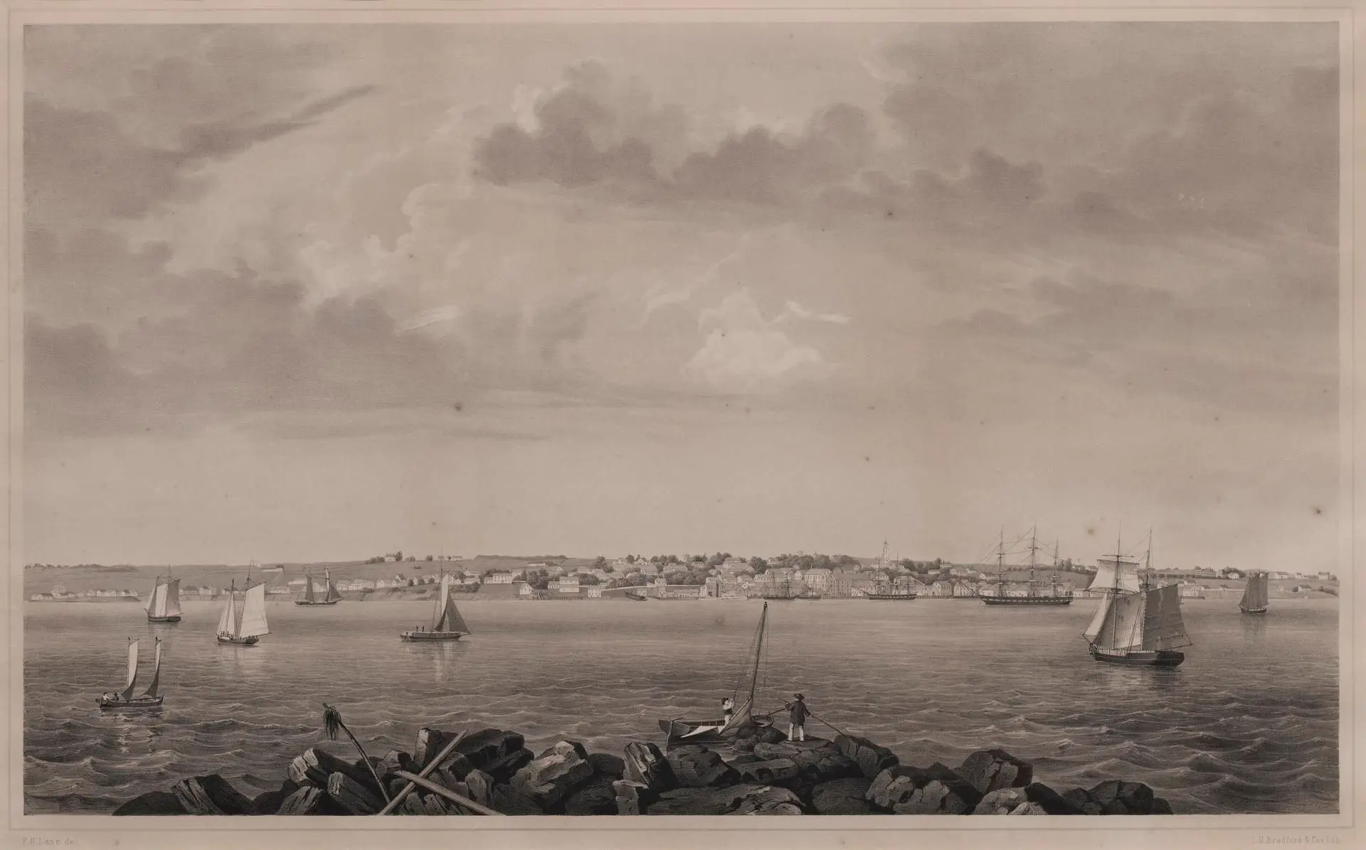 Castine, from Hospital Island by Artist: Fitz Henry Lane
