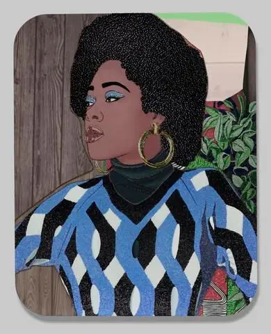 Liz with Hoops by Artist: Mickalene Thomas