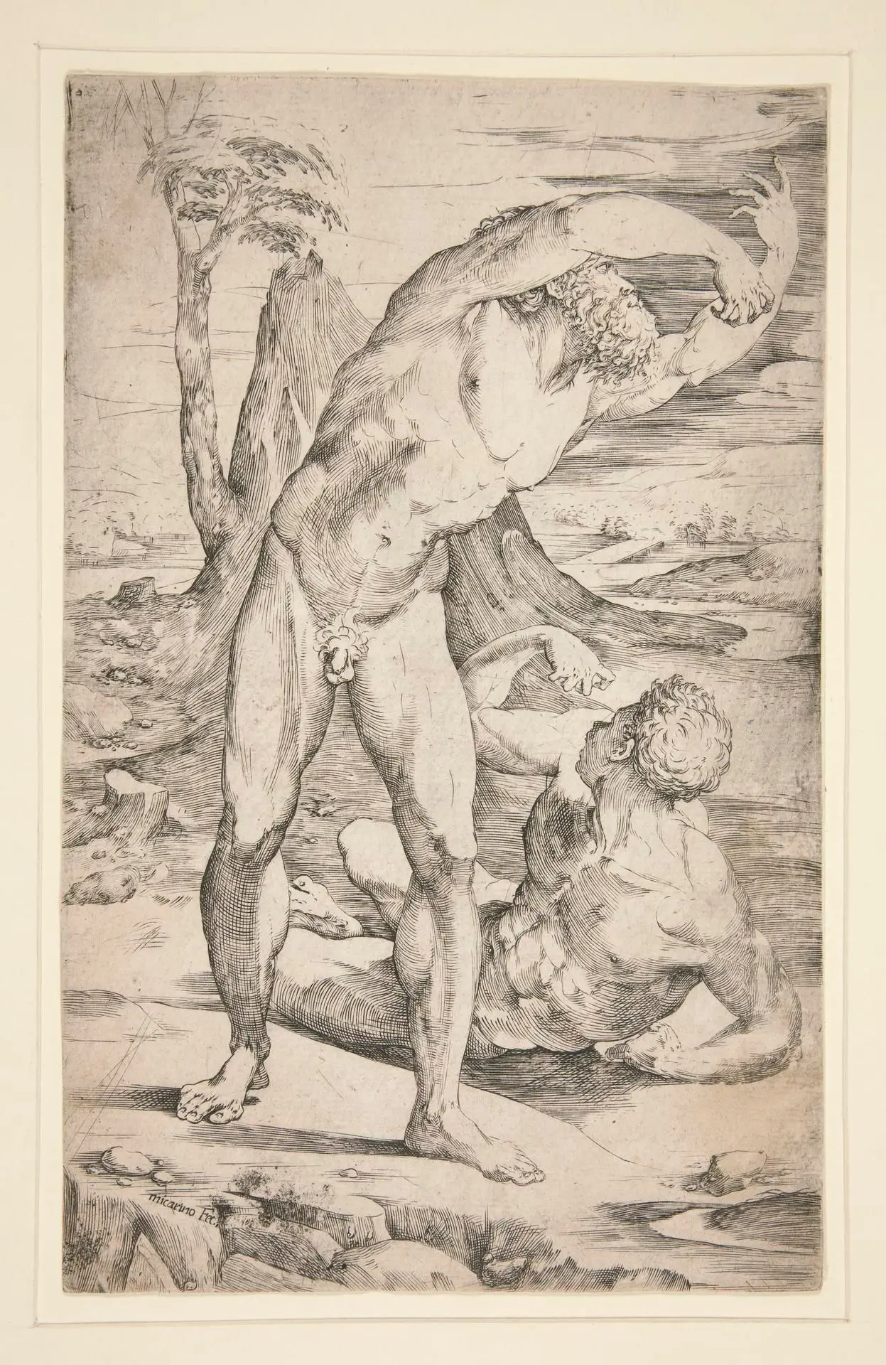 Two Nude Men in a Landscape by Artist: Domenico Beccafumi