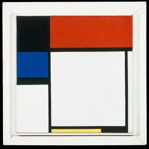 Fox Trot B, with Black, Red, Blue, and Yellow by Artist: Piet Mondrian
