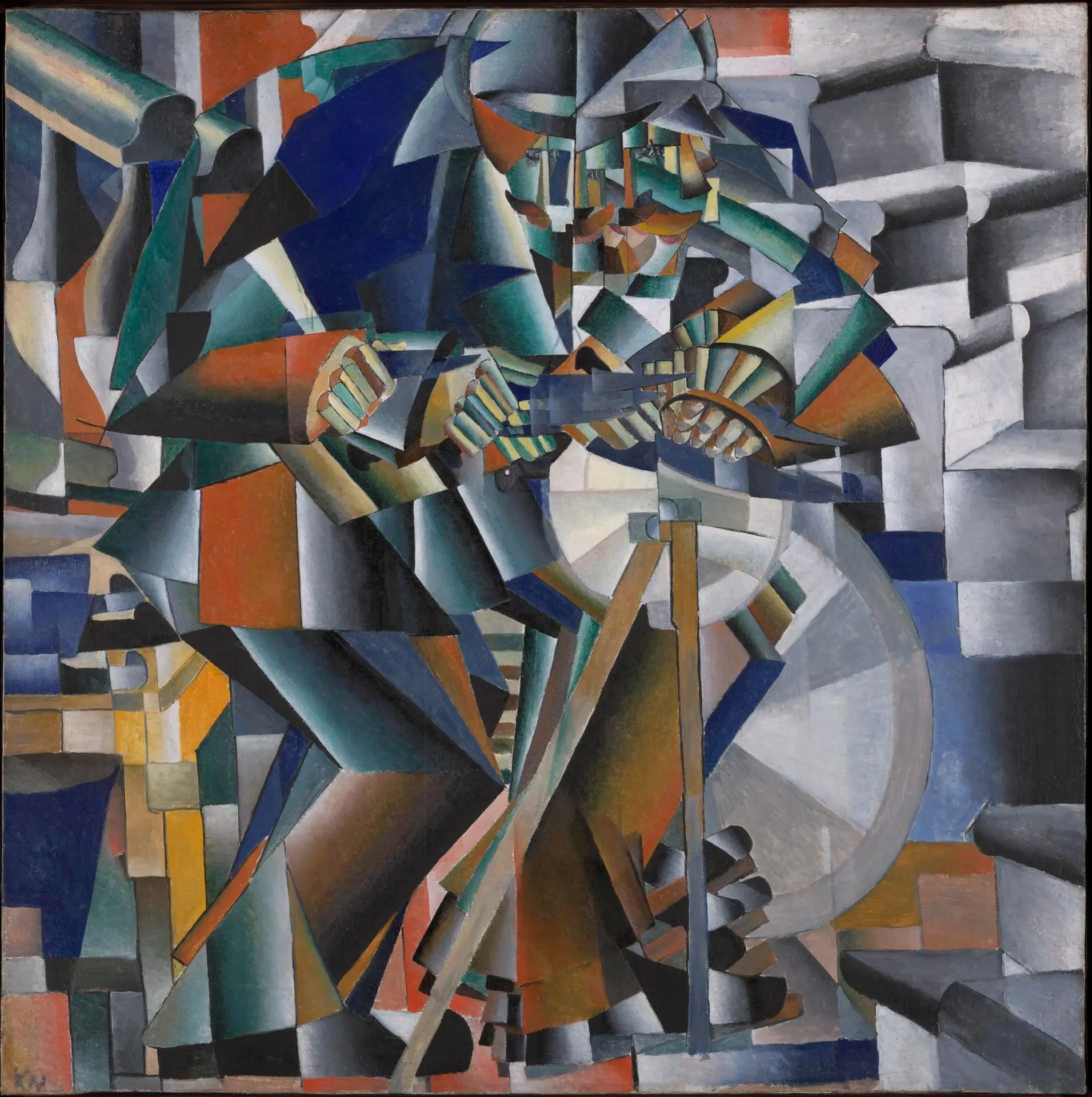Tochil'schik Printsip Mel'kaniia (The Knife Grinder or Principle of Glittering) by Artist: Kazimir Malevich (Russian (Ukraine), 1878–1935)
