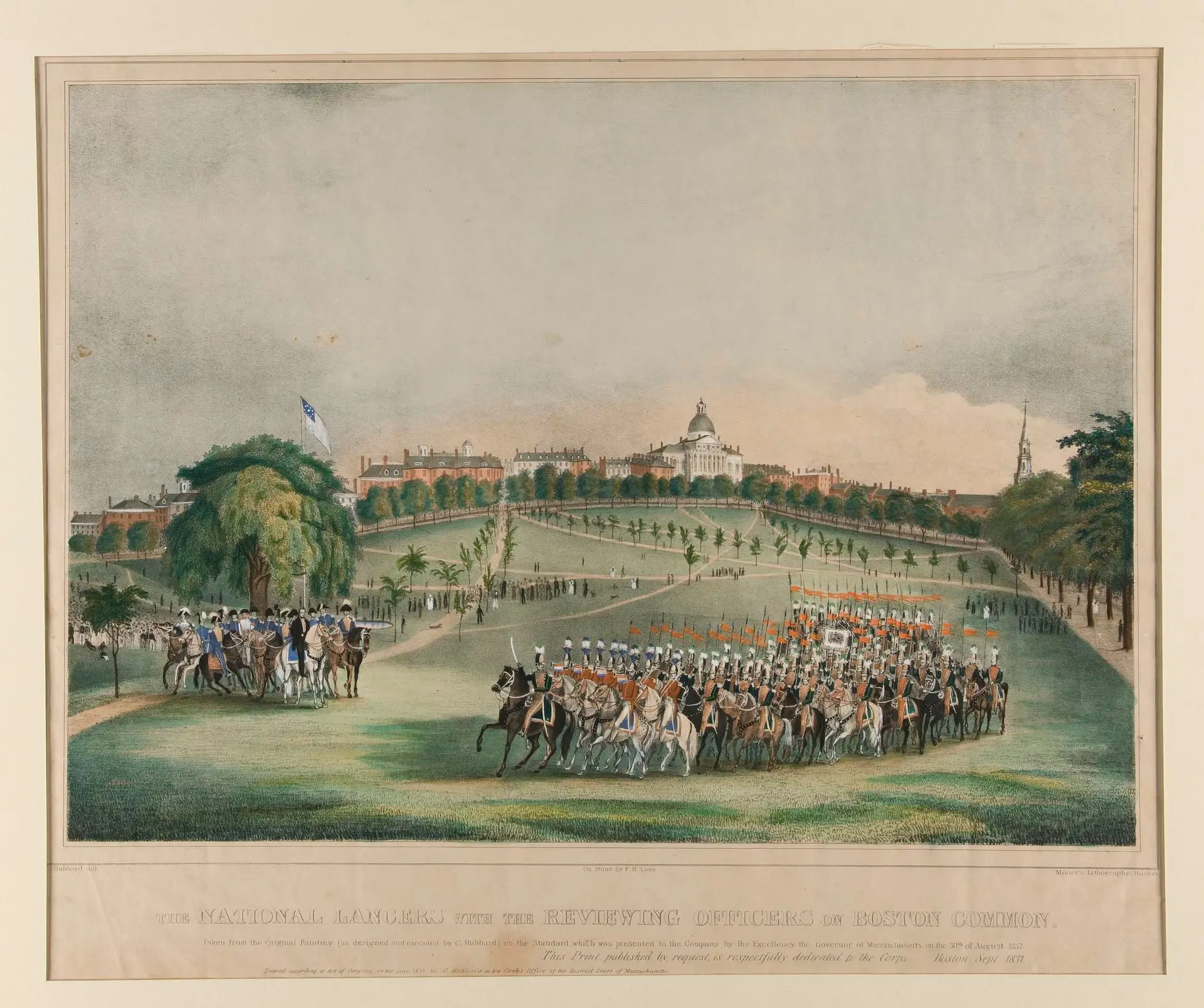 The National Lancers with the Reviewing Officers on Boston Common by Artist: Fitz Henry Lane