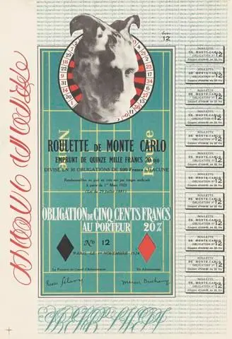 Obligations pour la roulette de Monte-Carlo (Monte Carlo Bond) by Artist: Marcel Duchamp