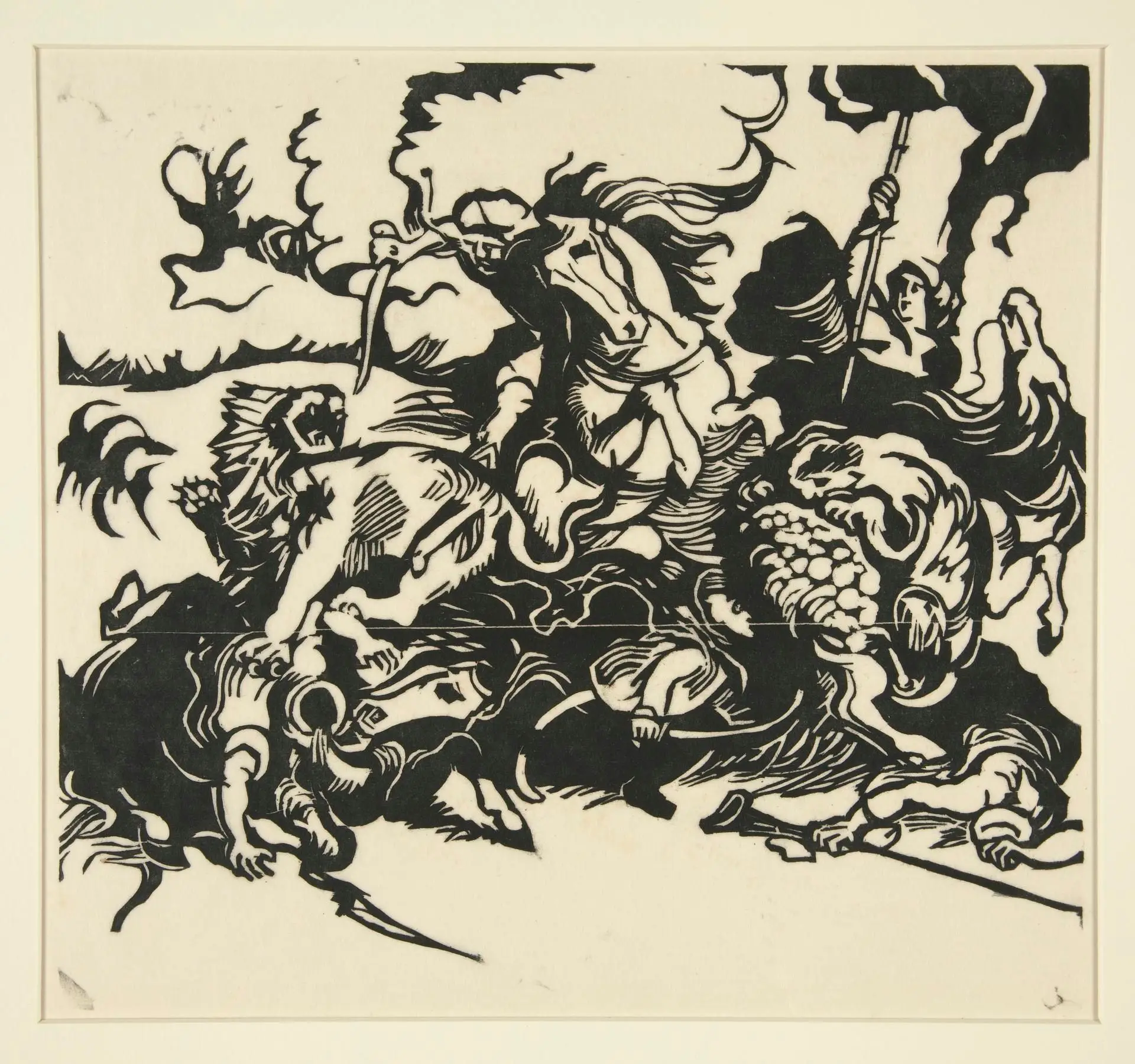 Lion Hunt (after Delacroix) by Artist: Franz Marc