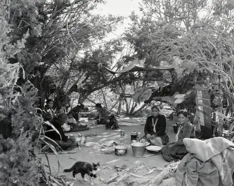 Old Lady Long Salt's Summer Hogan by Artist: Laura Gilpin