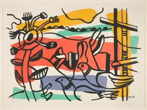 Composition aux deux oiseaux by Artist: Fernand Léger