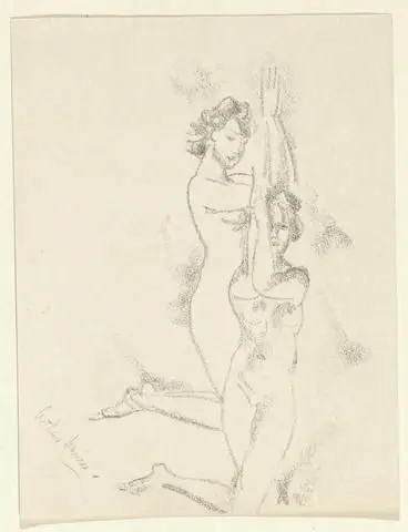Two Female Nudes by Artist: Arthur B. Davies