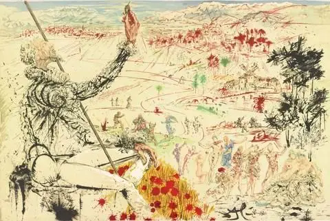 Don Quixote, with an Acorn, Evokes a Vision of the Golden Age by Artist: Salvador Dalí