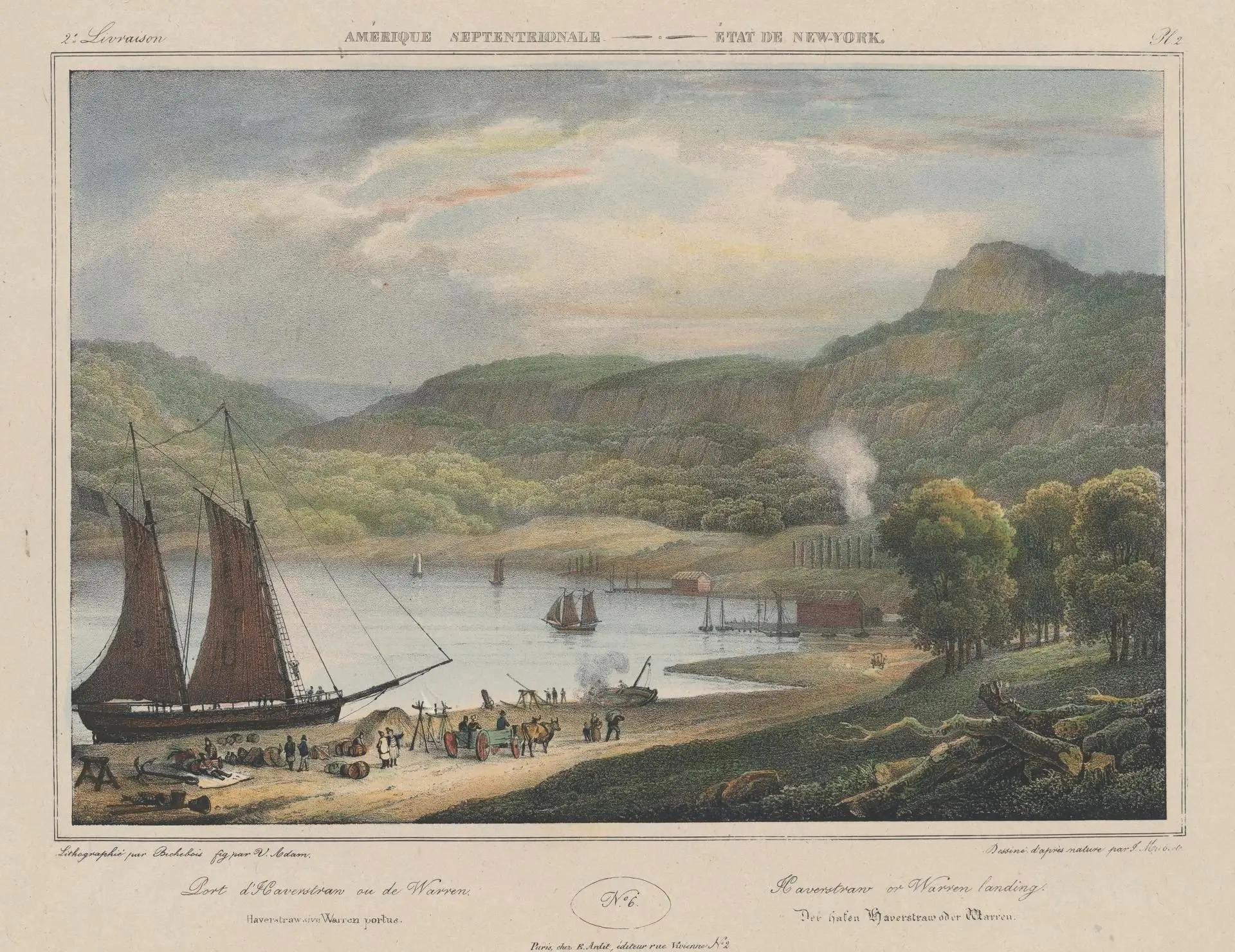 Haverstraw or Warren Landing by Lithographer: Louis-Pierre-Alphonse Bichebois